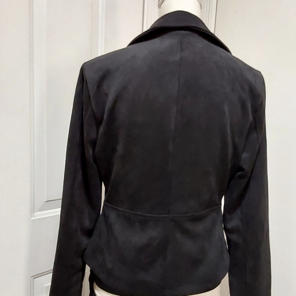 🌺 NWT Black Ookie & Lala Faux Suede Moto Jacket - Picture 5 of 13